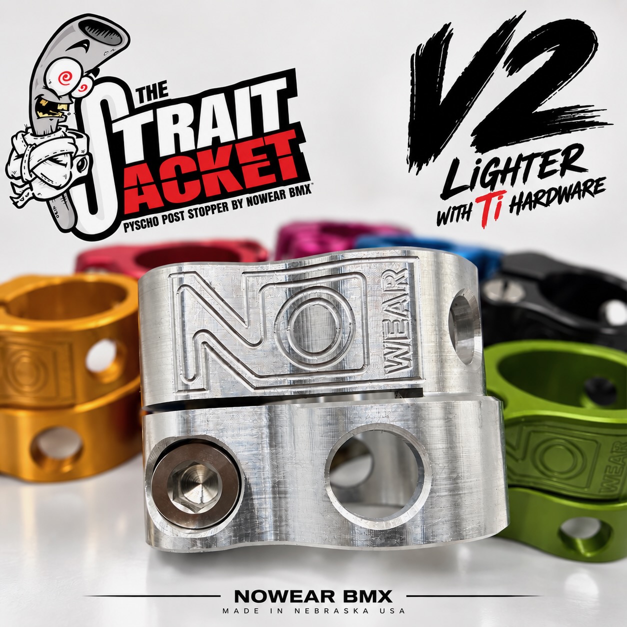 V2 Strait Jacket Double Seat Post Clamp W/titanium – Nowear BMX